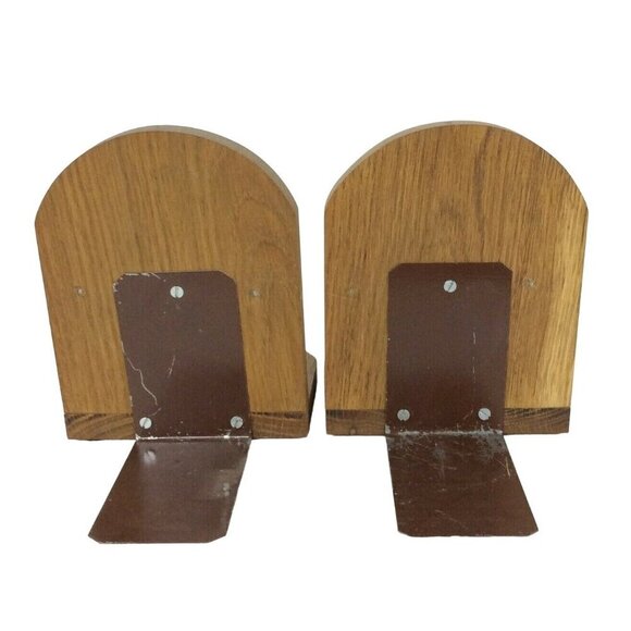 Wood & Iron Horseshoe Bookends Rustic Western Farmhouse Decor - Picture 3 of 7